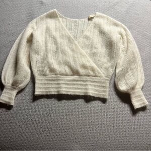Sezane Sweater - Ivory Cream Balloon Sleeve - Small EUC
